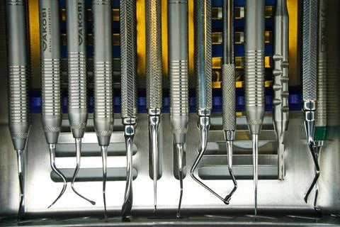 Dental instruments for procedures and operations. 스톡 사진