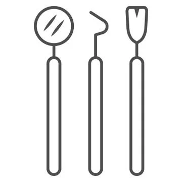 Dental instruments thin line icon, International dentist day concept, Dental Stock Illustration
