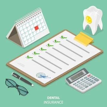 Dental insurance flat isometric vector concept. Stock Illustration