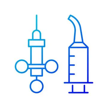 Dental irrigation syringe gradient linear vector icon Stock Illustration