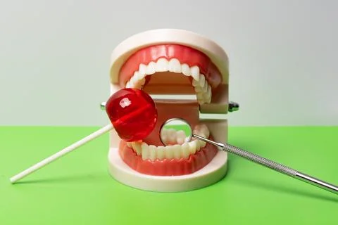 Dental macro close up with tooth and enamel. Dental care with whitening and.. Stock Photos