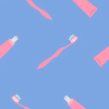 Dental pattern. Toothpaste and toothbrush. Hygiene. Stock Illustration