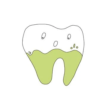 Dental plaque doodle icon, vector illustration, hand drawn Stock Illustration