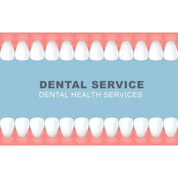 Dental poster with frame of row of teeth - foretooth line Stock Illustration