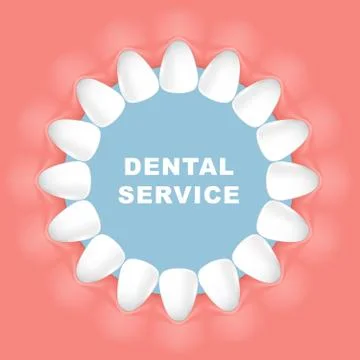 Dental poster - round frame, row of teeth Stock Illustration
