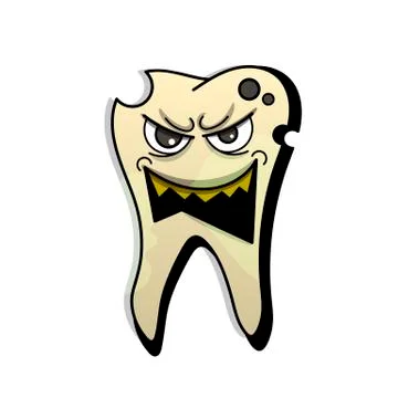 Dental problem evil yellow rotten tooth vector illustration Stock Illustration