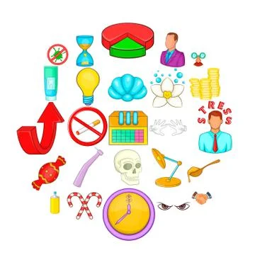 Dental problem icons set, cartoon style イラスト素材