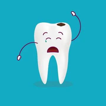 Dental Problem - Sad Decayed Teeth Isolated On A Background. Vector Illustration Stock Illustration