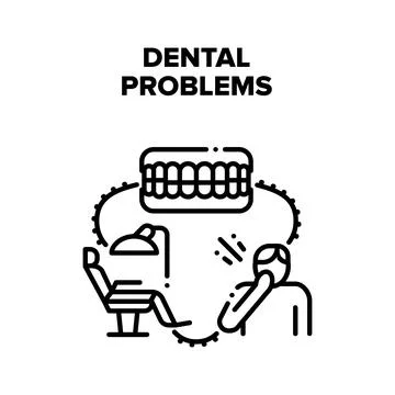 Dental Problems Vector Black Illustrations Illustrazione stock