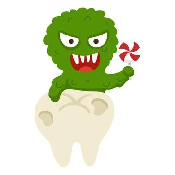 Dental problem.teeth with bacteria vector cartoon Stock Illustration