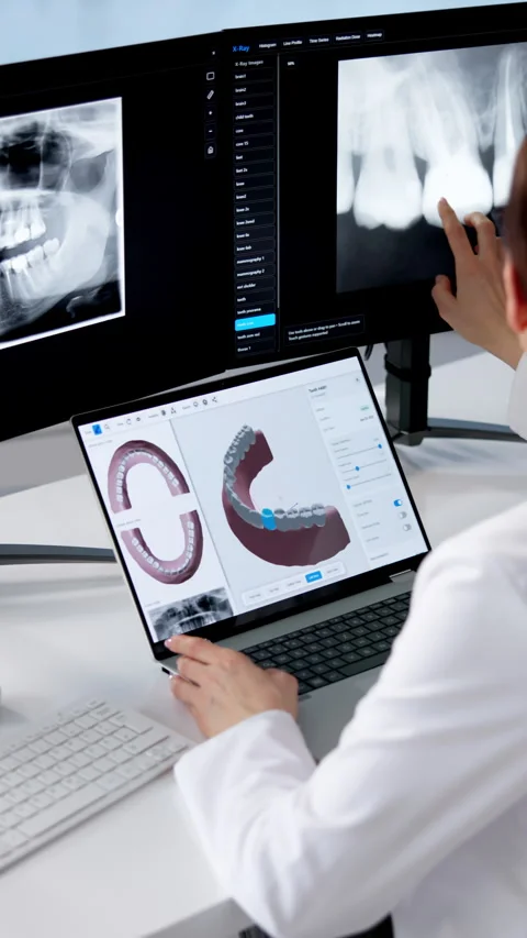 Dental Professional Using Computer Technology Stock Footage 331524386