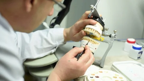 Dental prosthesis work Stock Footage 84118163