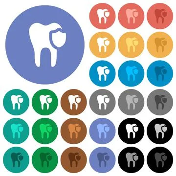 Dental protection round flat multi colored icons イラスト素材