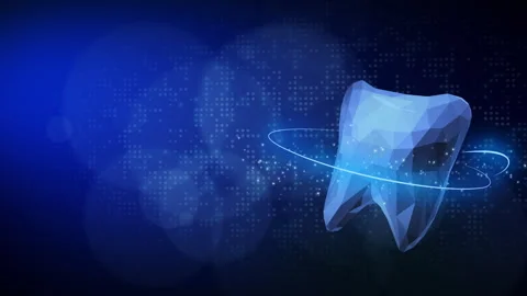 Dental protection of teeth. 3D tooth in polygonal style Stock Footage 246327462