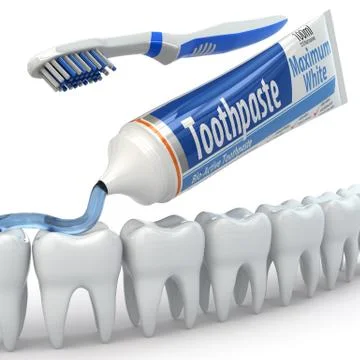 Dental protection, teeth, toothpaste and toothbrushes. Stock Illustration