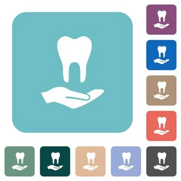 Dental provision rounded square flat icons Stock Illustration
