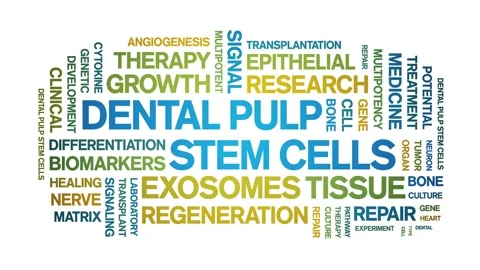 Dental Pulp Stem cells animated word cloud,animation typography seamless loop. Stock Footage 327624180