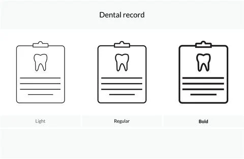 Dental record icon. Light, Regular And Bold style design isolated on white .. Stock Illustration
