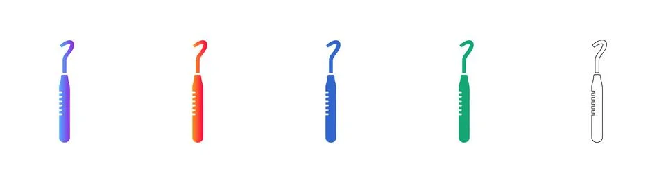 Dental Scaler Icon Set in Gradient Colors Ilustração Stock