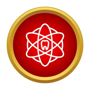 Dental science atom icon representing stomatology research Stock Illustration