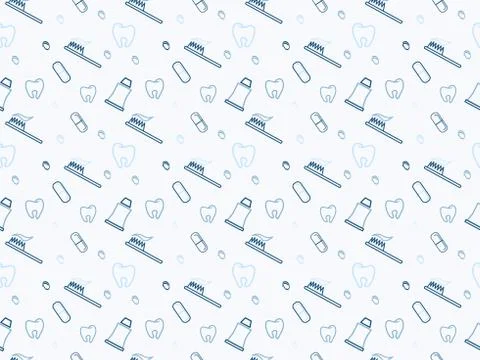 Dental seamless pattern.Seamless vector pattern in a dental linear style Stock Illustration