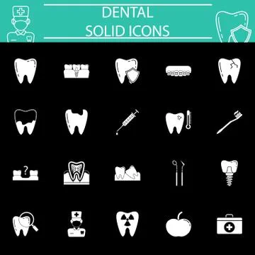 Dental solid icon set イラスト素材