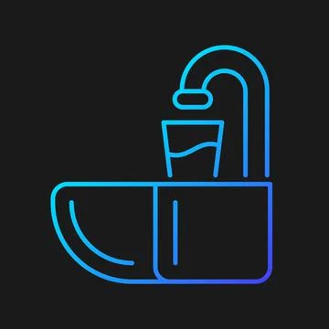 Dental spit bowl gradient vector icon for dark theme Illustrazione stock