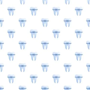 Dental teeth with braces seamless pattern background Stock Illustration