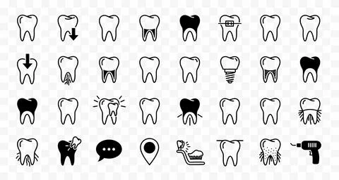 Dental teeth icons set vector illustration, flat design graphics Stock Illustration