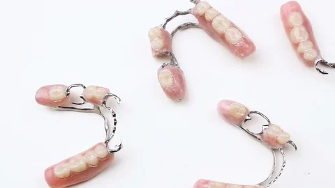 Dental teeth jaws on white background. Dentures tooth. Stock Footage 86847954