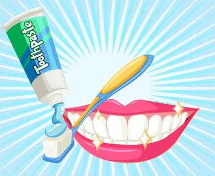 Dental theme with toothbrush and paste Stock Illustration