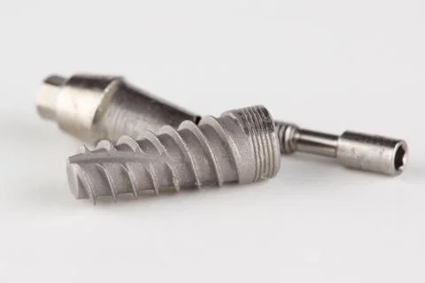 Dental titanium implant with locking elements Foto stock