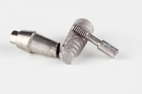 Dental titanium implant with locking elements Foto stock