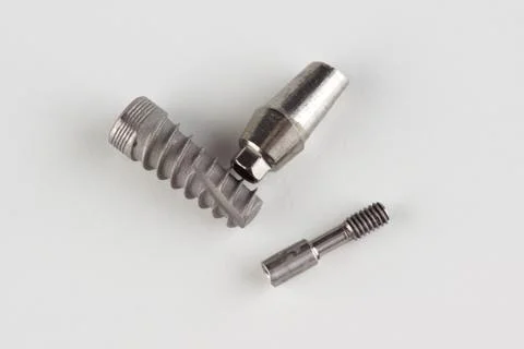 Dental titanium implant with locking elements Stock Photos