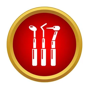 Dental tools for dentistry inside red circle icon design イラスト素材