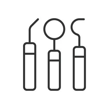 Dental tools set, icon in line design. dental, tools, equipment, dentist Illustration