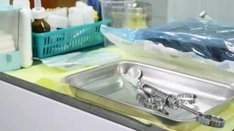 Dental tools on table Stock Footage 134559614