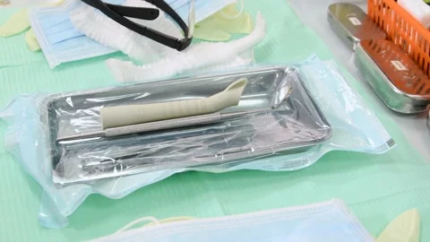Dental tools on table Stock Footage 135651822
