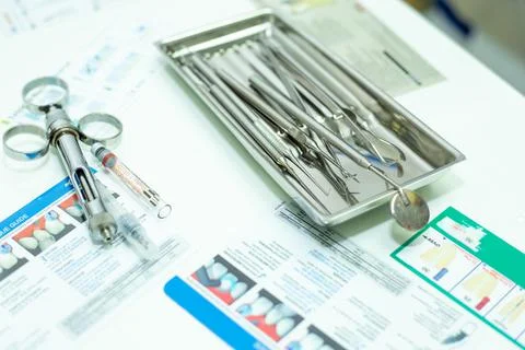 Dental tools on the table Stock Photos