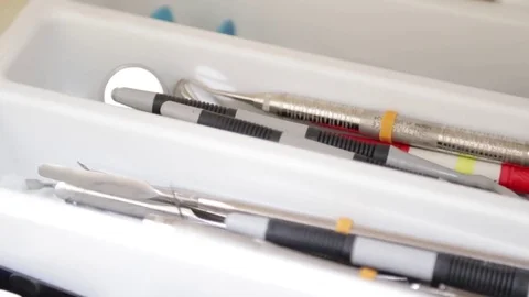 Dental tools on tray Stock Footage 73530767