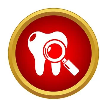Dental tooth screening process with magnifying glass icon Stock Illustration