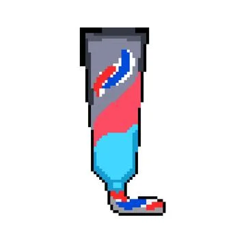 Dental toothpaste pixel art vector illustration Stock Illustration