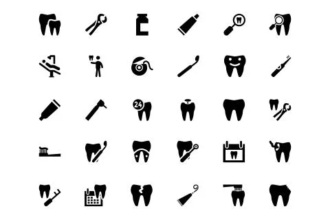 Dental Vector Icons Set Stock Illustration