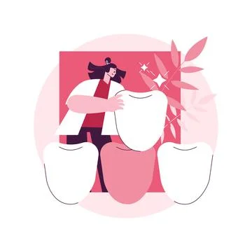 Dental veneers abstract concept vector illustration. Stock Illustration