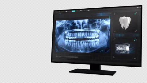 Dental X-Ray Software on Computer Monitor with Alpha Channel Stock Footage 347682873