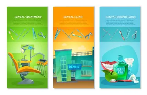 Dentist 3 Flat Vertical Banners Set Stock Illustration