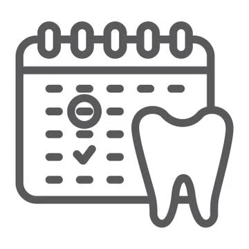 Dentist appointment line icon, schedule and dental, calendar sign, vector Stock Illustration
