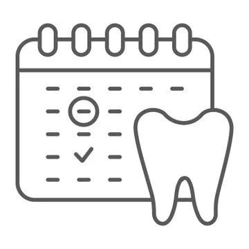 Dentist appointment thin line icon, schedule and dental, calendar sign, vector Stock Illustration