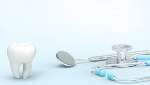 Dentist background and Big Teeth White healthy tooth with different Stock Illustration