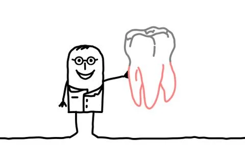 Dentist with big tooth Stock Illustration